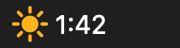 The amber Sun Mode icon in the menu bar with 1:42 left